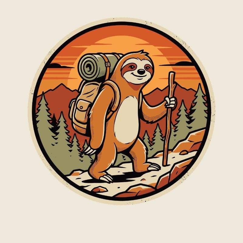 Sloth Wanderer Retro Badge