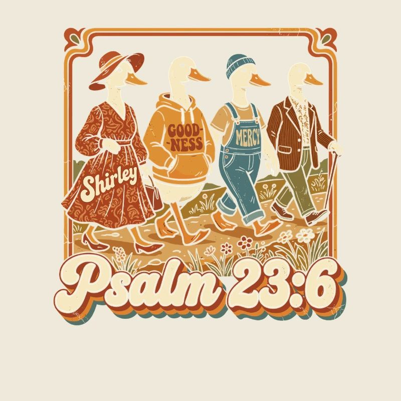 Psaume 23:6 Familles de canards rétro
