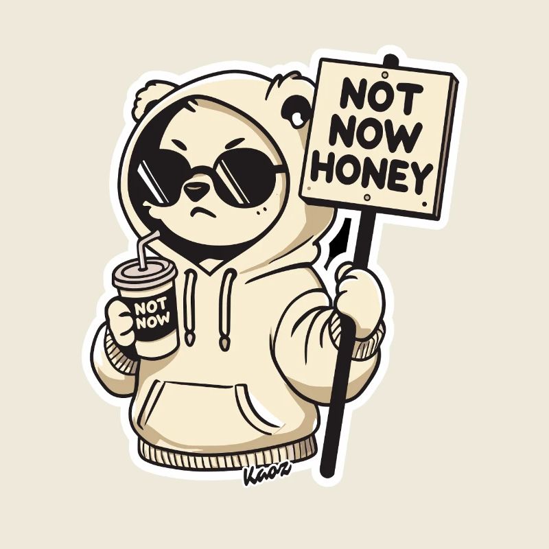 Sweat à capuche panda, pas maintenant, chéri