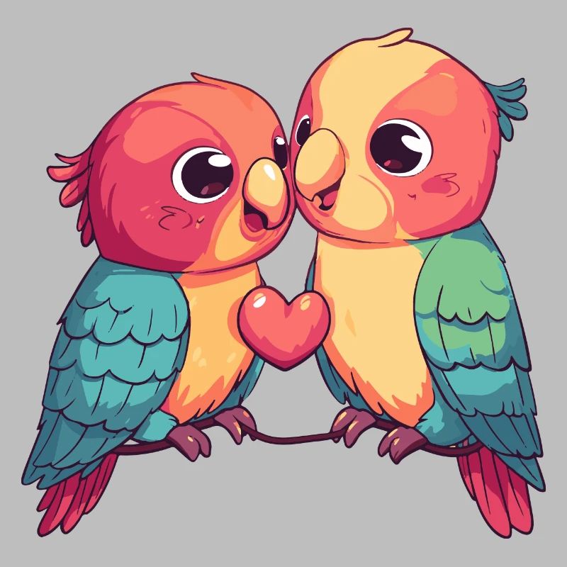 Parrot Comic Couple Love