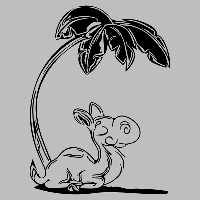 Süsses Kamel unter einer Palme