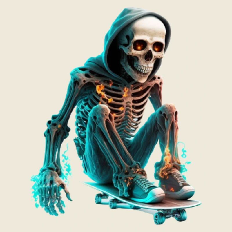 Skeleton Riding Skateboard