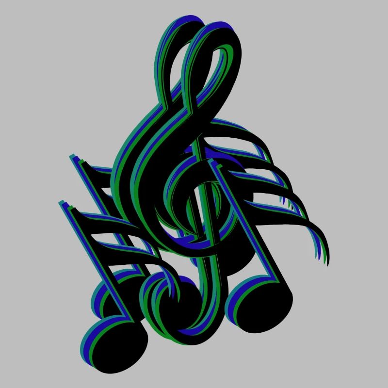 notes de clef bleu vert