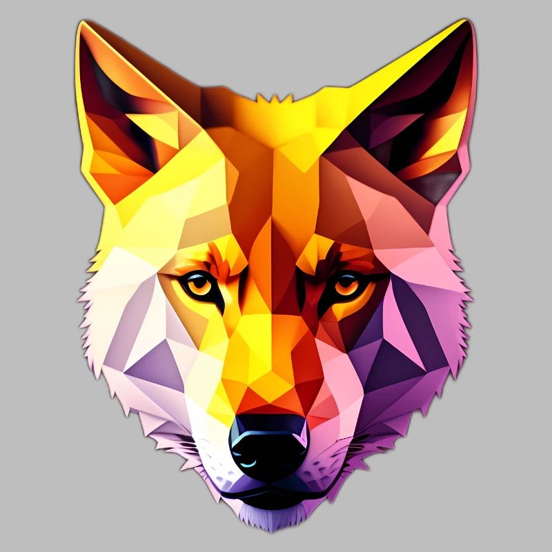 Low Poly Wolf Face Design