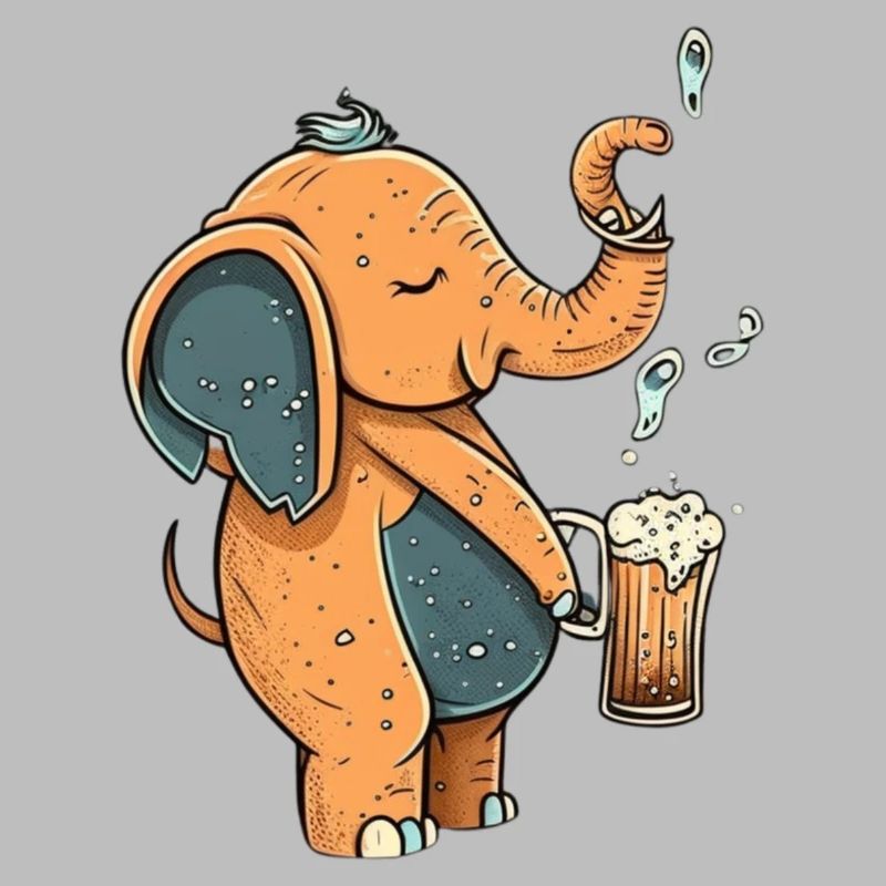 Süßer und lustiger Elefant mit Bier