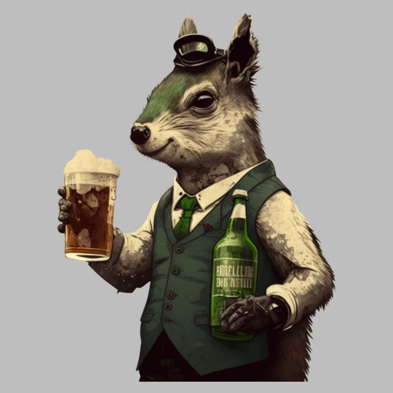 schickes Eichhörnchen Gentleman mit Bier