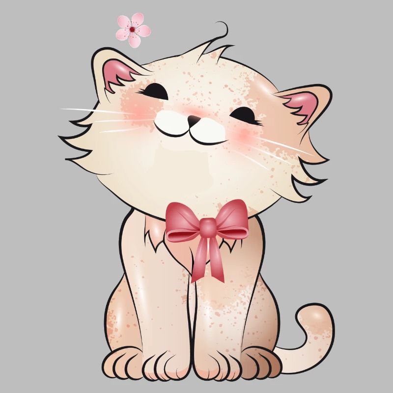 Cute cat watching a cherry blossom