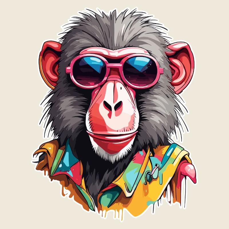 Affe / Tier / Zoo / Babian / Wild / Comic