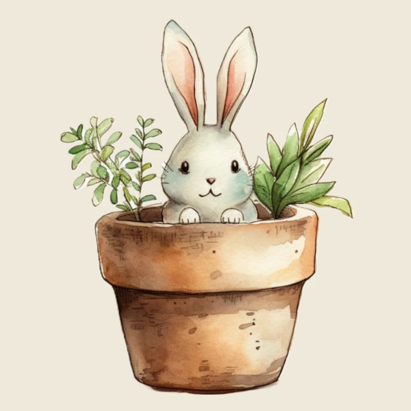 Rabbit in a flower pot - for the rabbit class