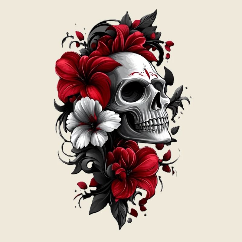 Skull with flowers