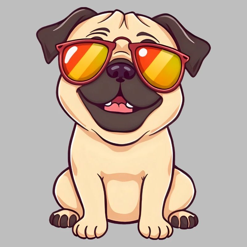 Verspielter Mops mit Sonnenbrille