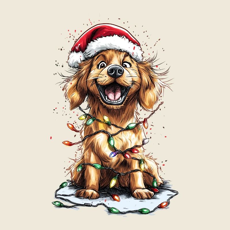 Golden Retriever Chiot Père Noël