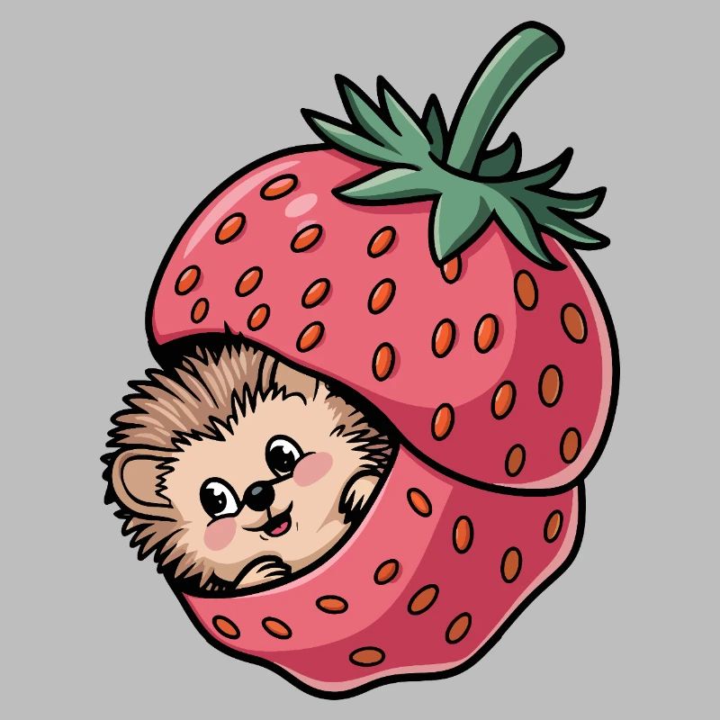 Niedlicher Igel in einer Erdbeere