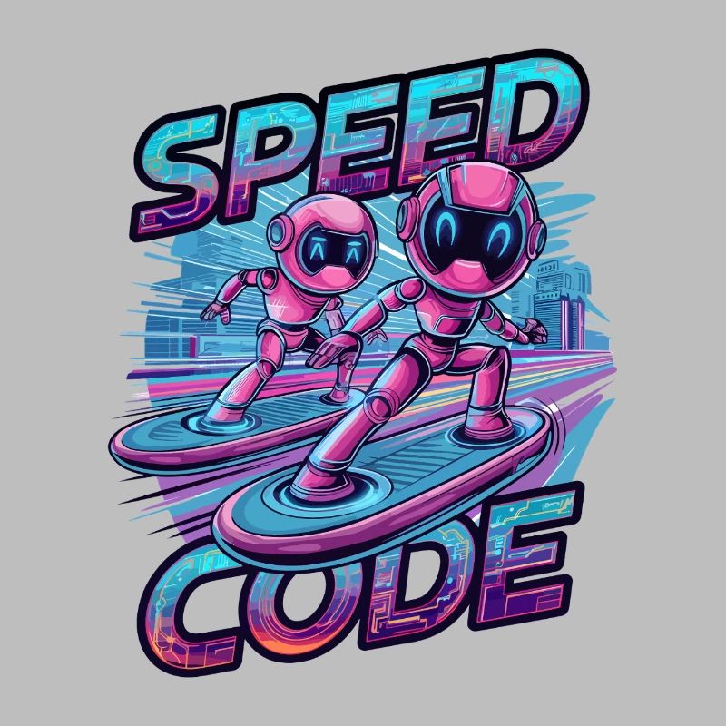 Speed Code Cyberpunk Robot Surfing Tech Art