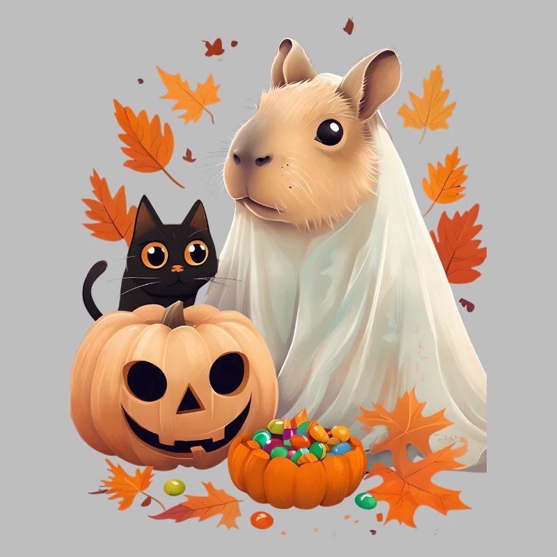 Halloween Capybara Katze Geist Geschenkidee