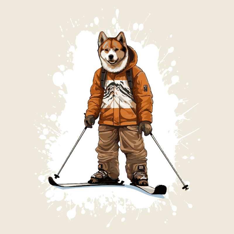 Akita chien ski ski