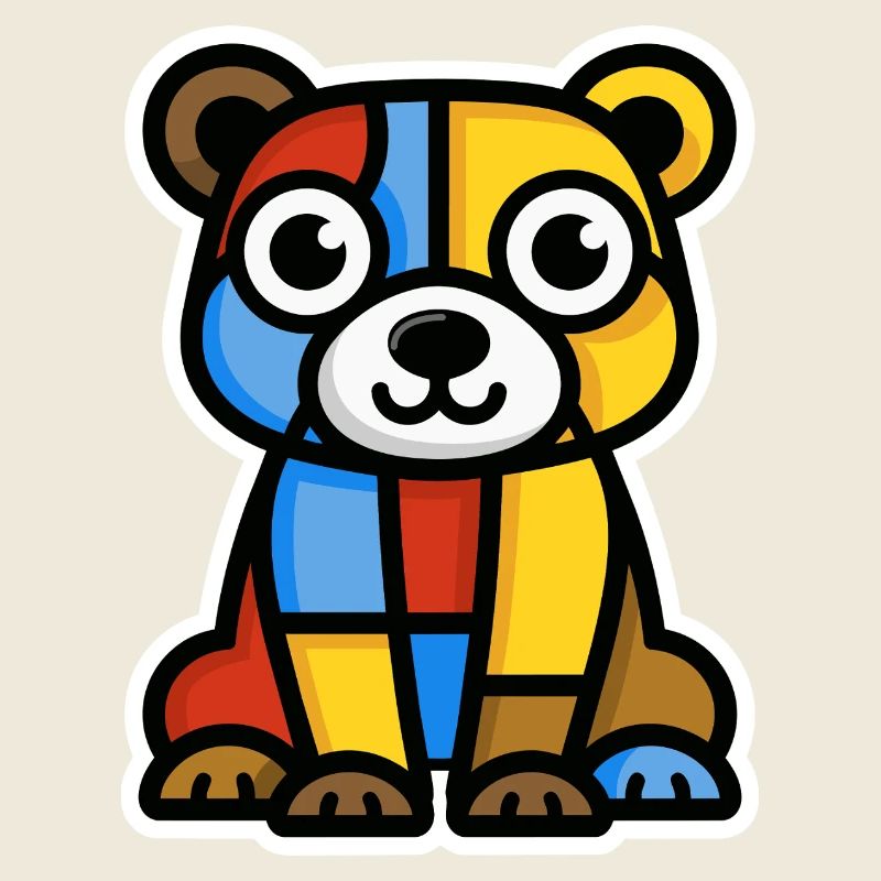 Image colorée et stylisée d’un ours