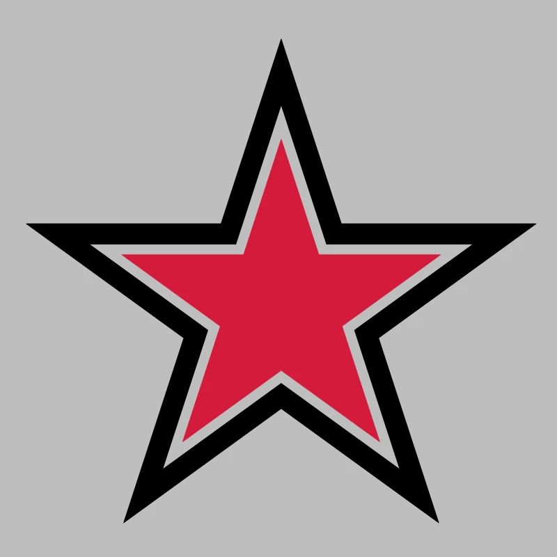 sharp red star with sharp black outline