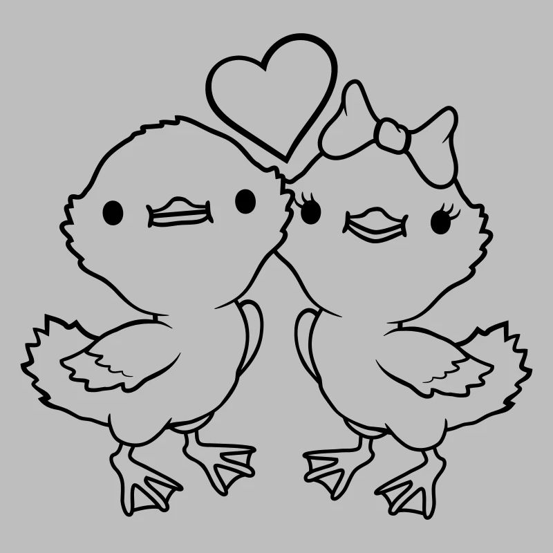 2 Chicks Heart Pair
