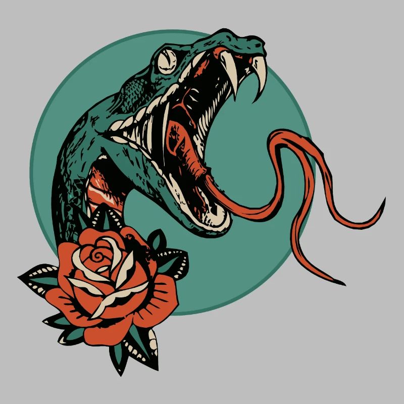 serpent rose fleur vipere cobra langue 403 A
