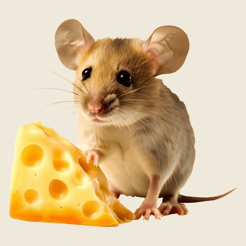 Souris avec un morceau de fromage