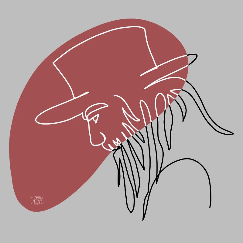« Man with Hat », Boho Line Art Design, « Faces »