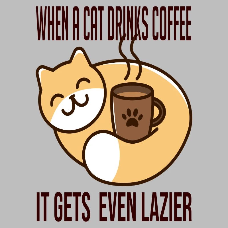 When a cat drinks coffee it gets even lazier