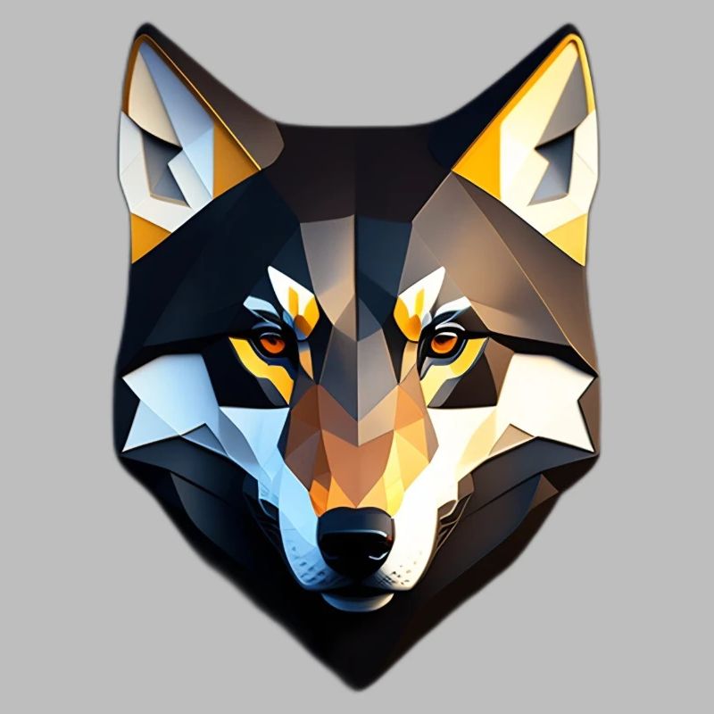 Low Poly Wolf Face Design