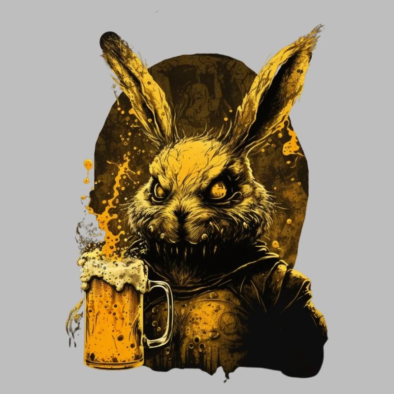 Cool crazy rabbit with beer
