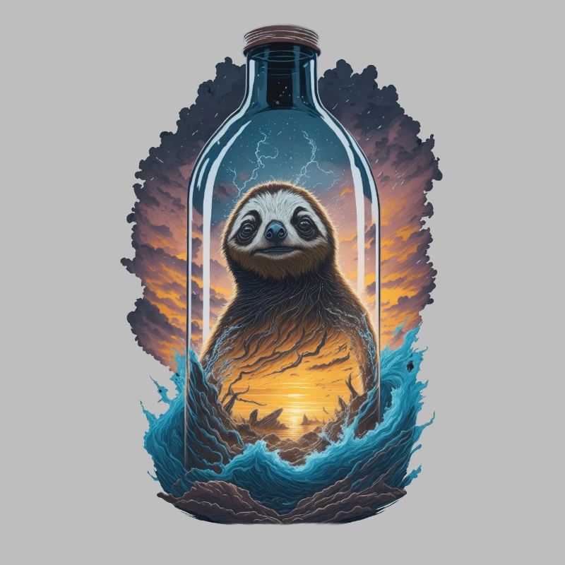 Sloth Sunset Water Bottle