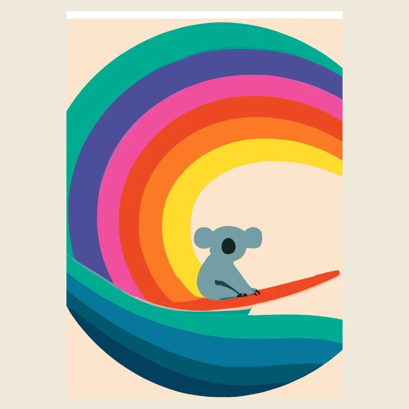 Surfender Regenbogen-Koala