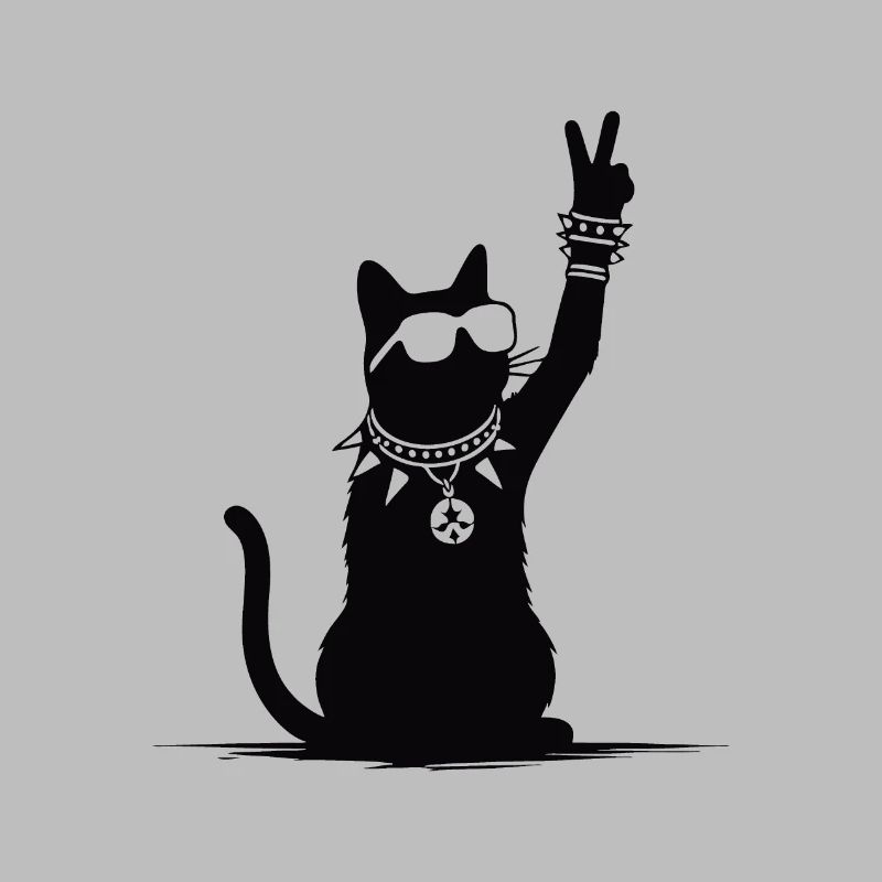 Chat à bascule avec signe de victoire