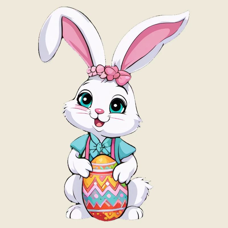 Lapin de Pâques avec des œufs de Pâques