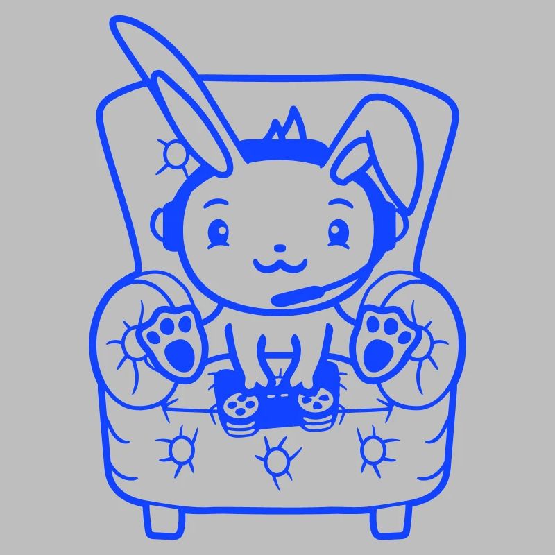 Bunny Playing Controller Console Headset Gamer Nerd