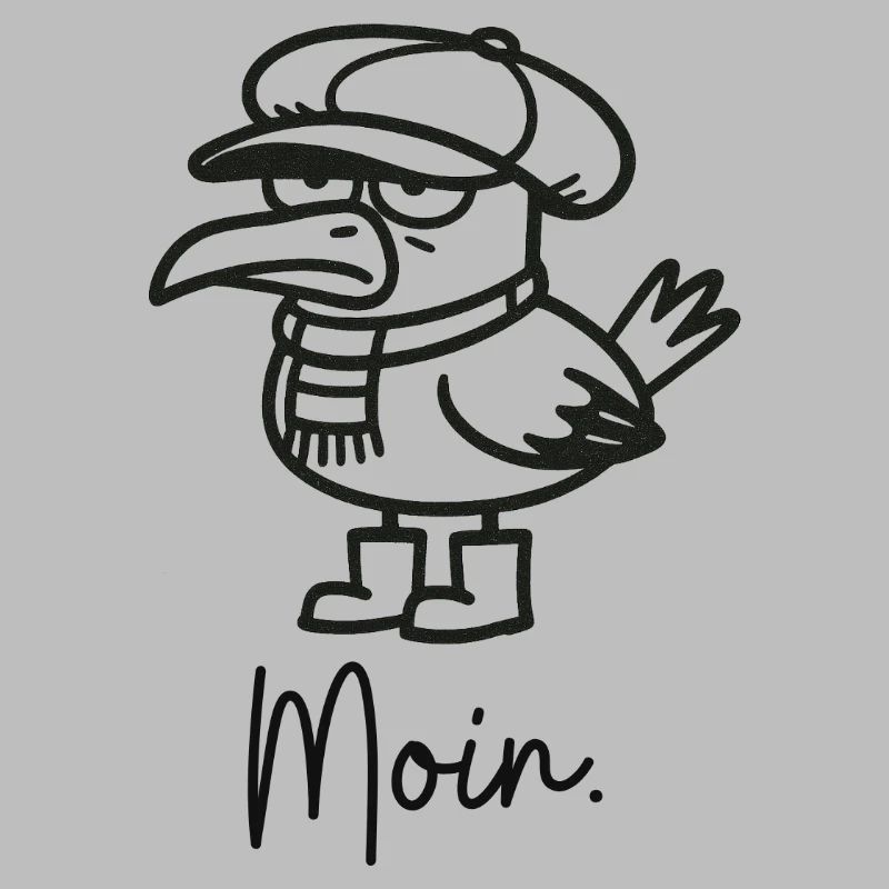 grumpy seagull with cap and moin