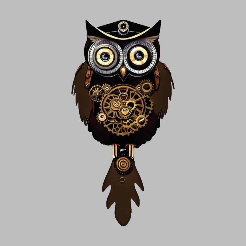 Steampunk Owl with Machine Clock