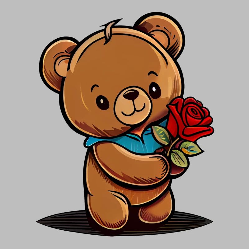 Ours en Peluche Mignon avec Rose - Saint-Valentin