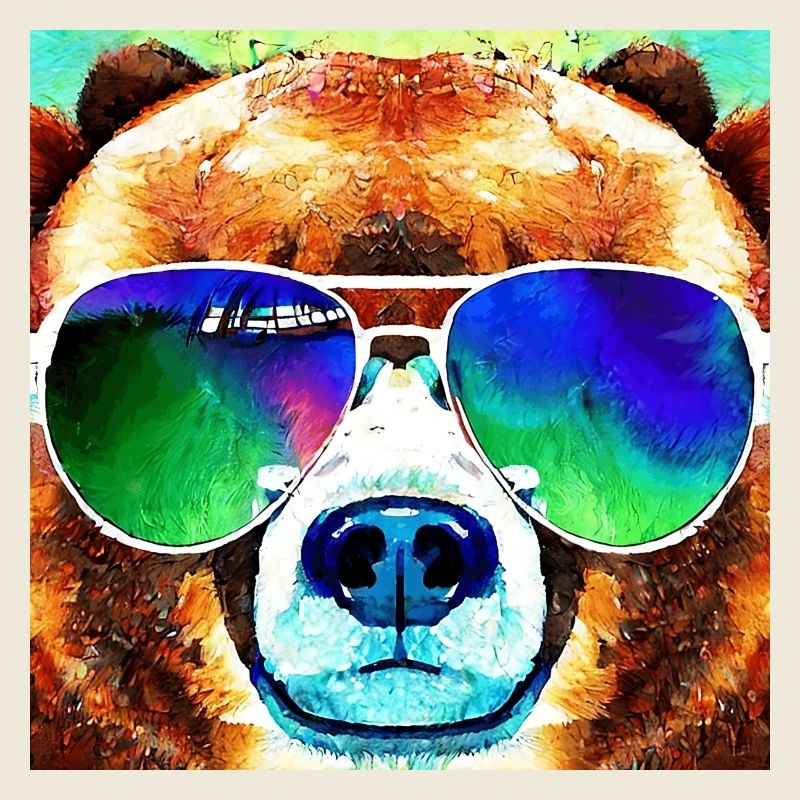 Cool bear with aviator goggles