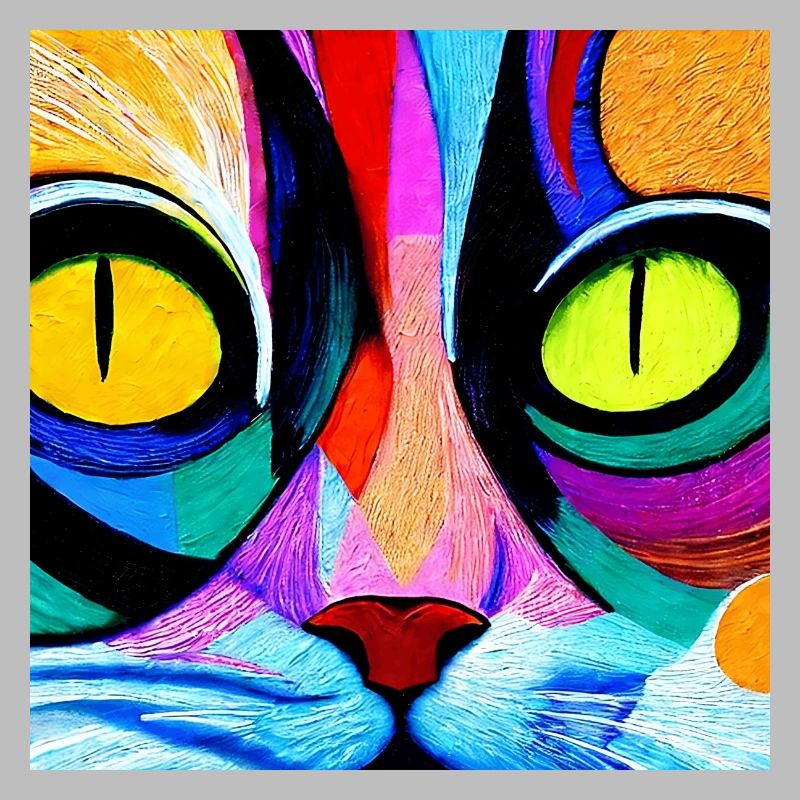 Chat coloré en gros plan, abstrait