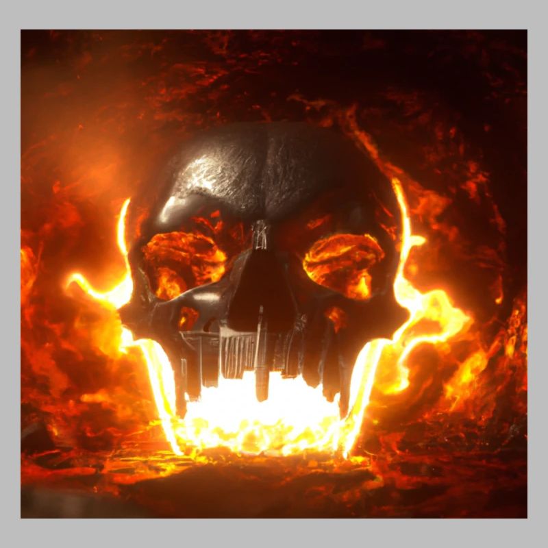 skull in hell in 3d render