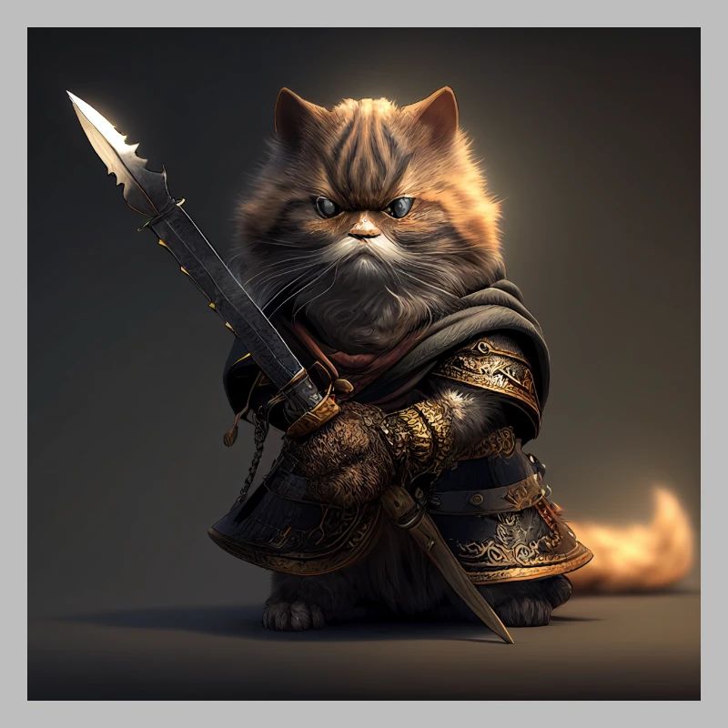 Cat Samurai with Sword