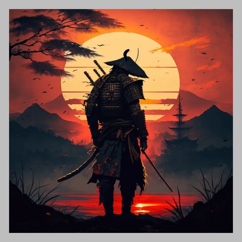 Samurai geht in den Sonnenaufgang Geschenk