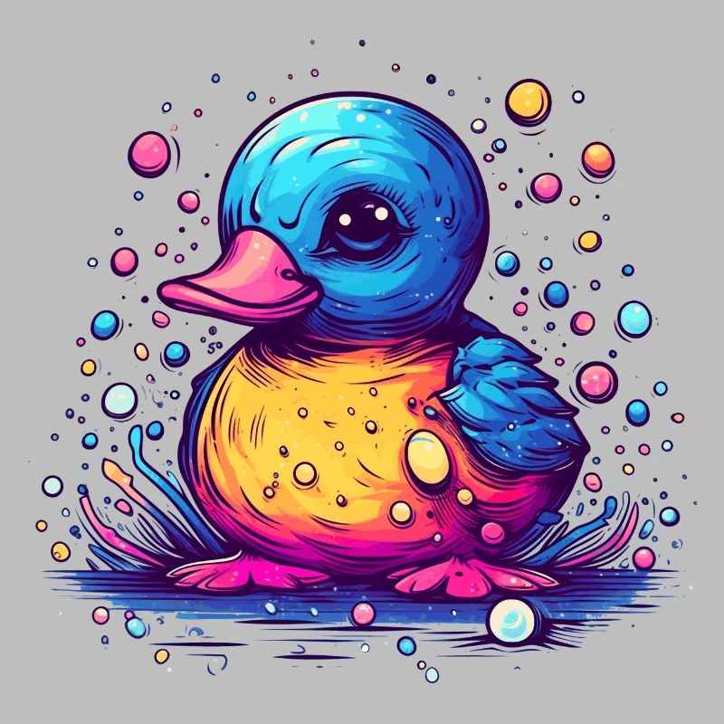 Eine bunte gefiederte Ente oder Erpel mit Schnabel