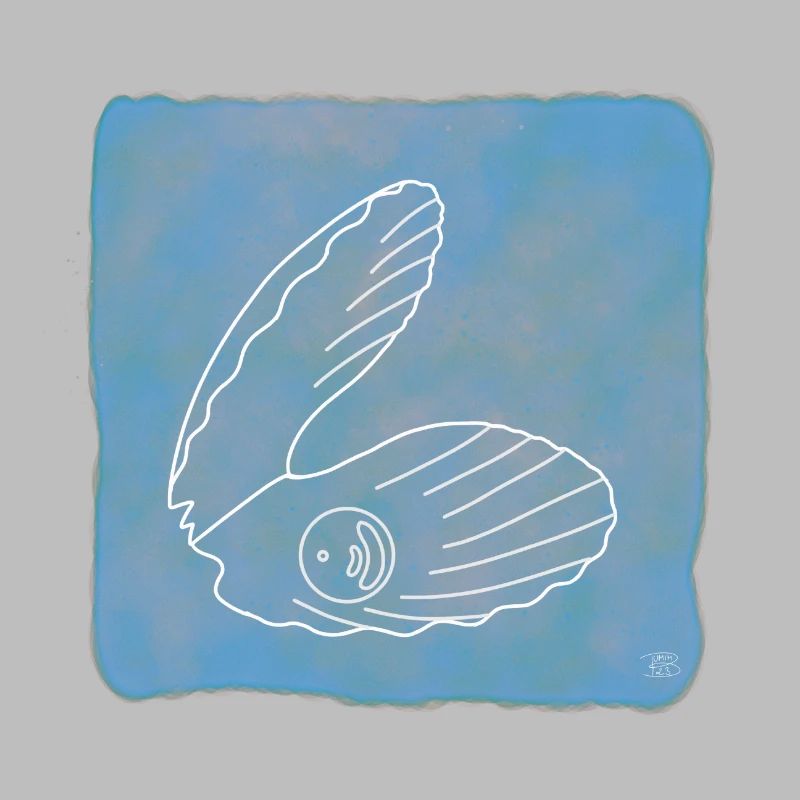 Shell with Pearl, Boho Line Art Design, Shells
