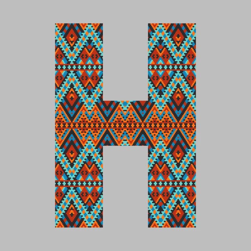Buchstabe H - Boho-Design, buntes Monogramm
