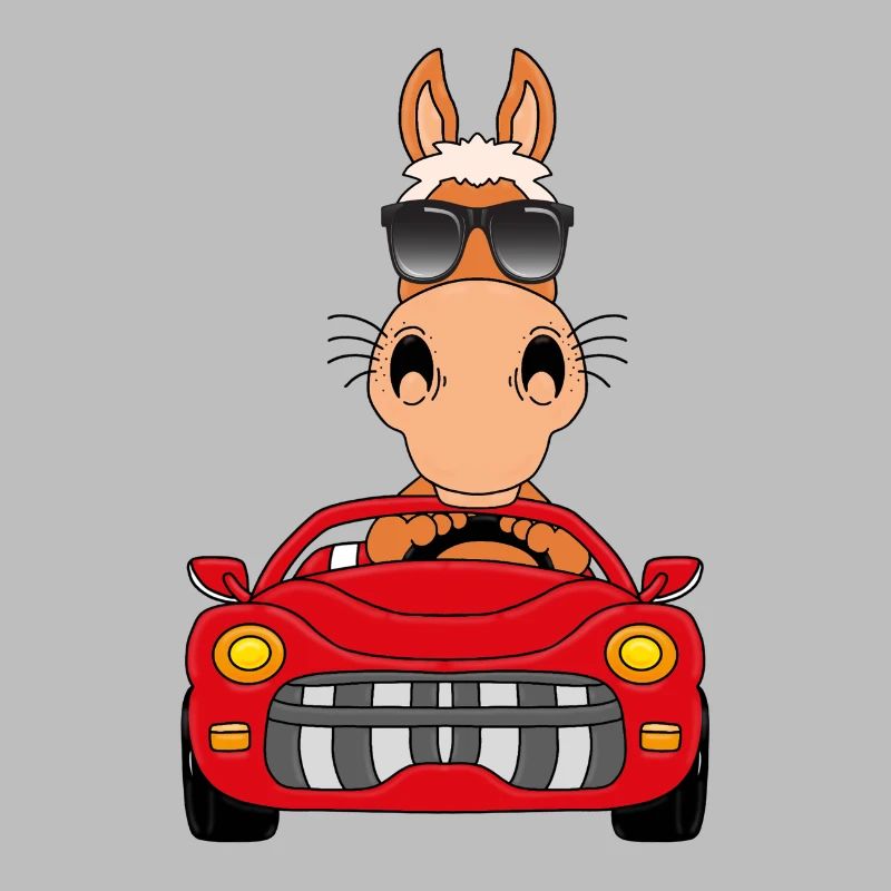 PFERD - CABRIO - AUTO - PONY - AUTOFAHRER - FUN