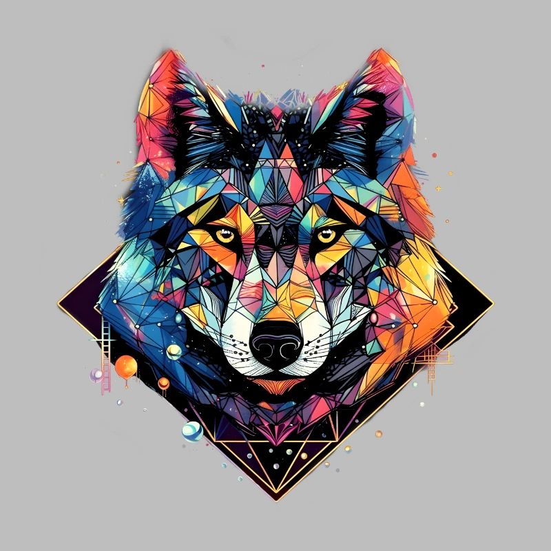 Neon - Wolf - Crystal Polygon - neg