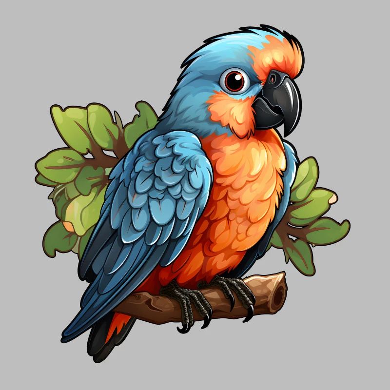 Parrot on a branch in comic book style