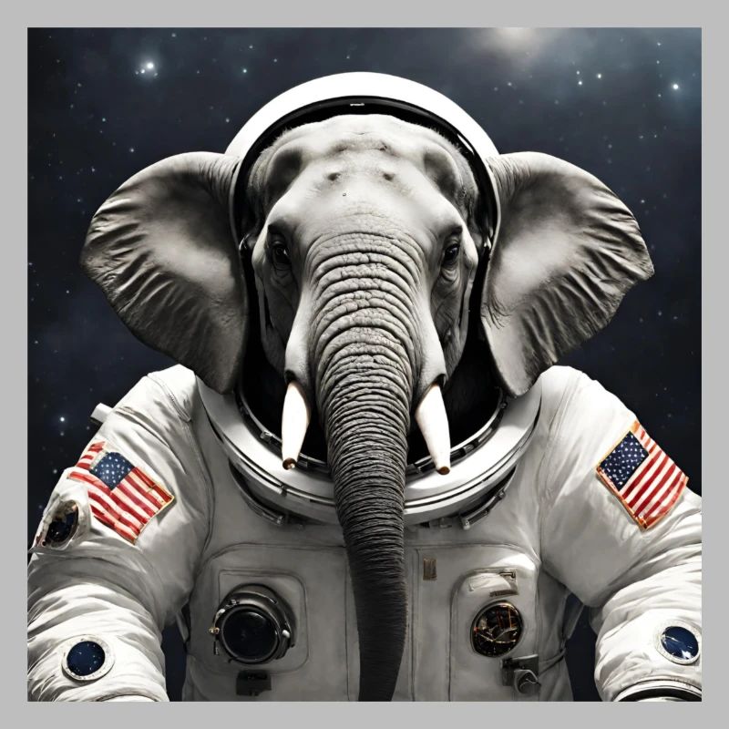 Elephant in astronaut suit