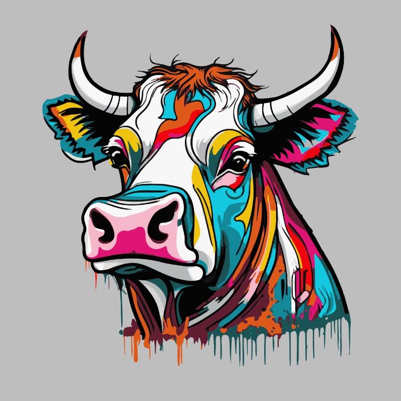 colorful graffiti cow cattle